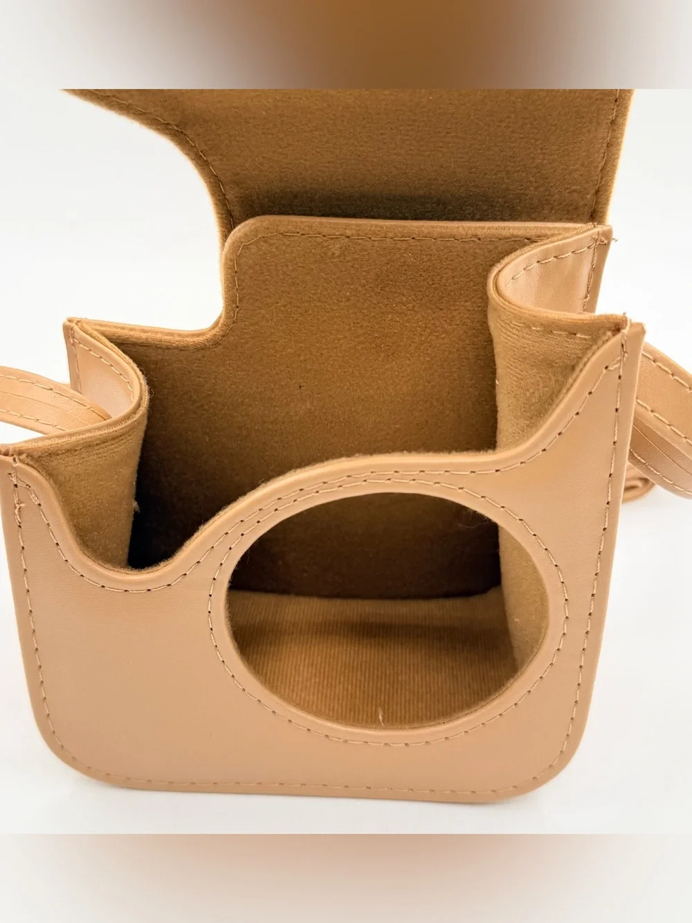 Instax Camera Case Shoulder Bag Light Brown Tan Faux Leather Carry Case